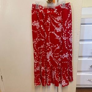 Red floral skirt